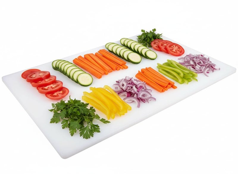 Thirteen Chefs Commercial Grade White Cutting Board - 24 x 18 x 0.5 Inch Extra Large, Superior HDPP Plastic is NSF Approved for Food Service and Kitchens - Image 1